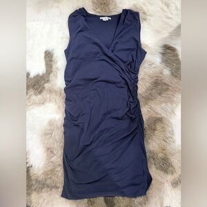 Boden navy blue crossover ruched sleeveless jersey dress style WW067 size 14